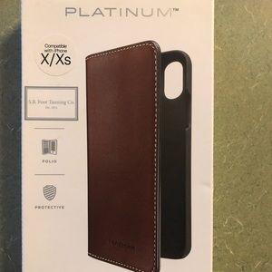 Platinum for iPhone X genuine leather folio wallet